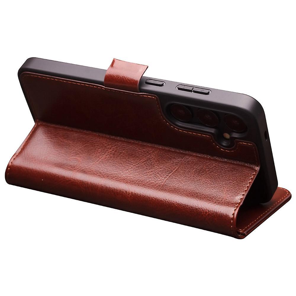 Qialino Compatible with Samsung Galaxy S24 Phone Case Protective Genuine Cow Leather Cover