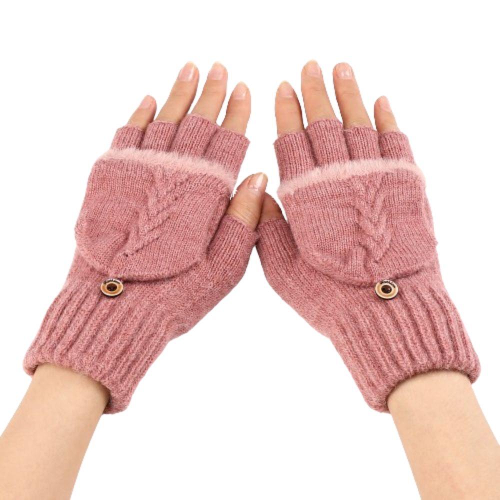 Перчатки без пальцев с откидной крышкой, плюшевые перчатки для сенсорных экранов, модные детские перчатки для женщин