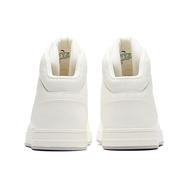 Anta Textile, Synthetic Leather Comfortable Cushioning, Wear Resistant High top Skateboard Shoes Men's Ivory White 912348087-1