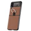Lightweight Slim Folding Design Leather Case For Samsung Galaxy Z Flip3 Flip 3 5g With Ring Holder Protective Coque