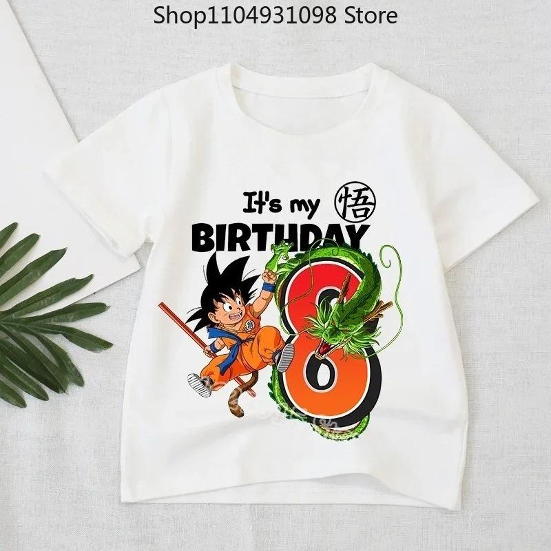 Футболка Dragon Ball для мальчиков Номер Одежда Мода Гоку Аниме Фигурка Принт Одежда Топы Детские Летние Дышащие Топы Подарок на День Рождения