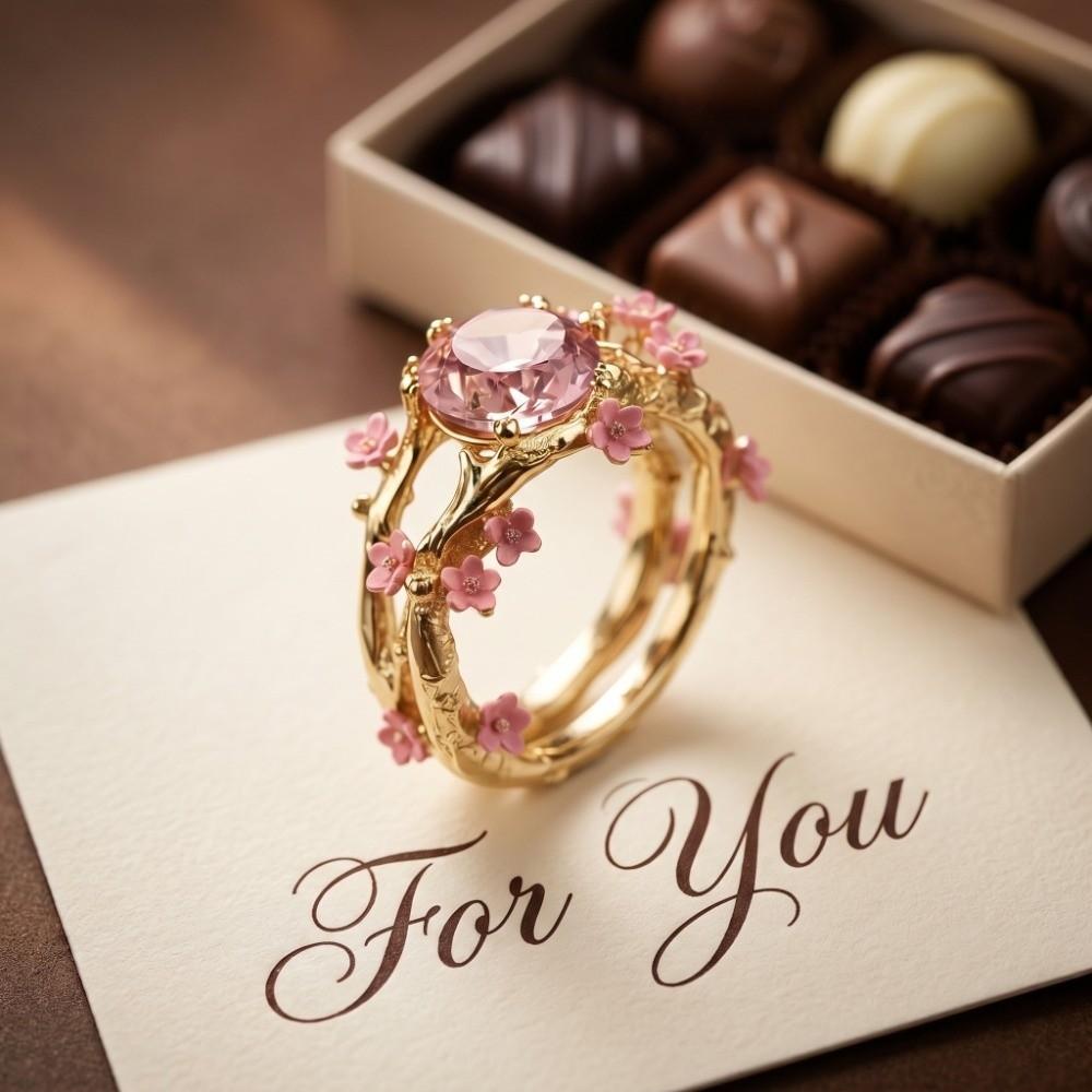Elegant Flower Crystal Ring Light Luxury Finger Jewelry Sweet Rhinestone Ring  Girls
