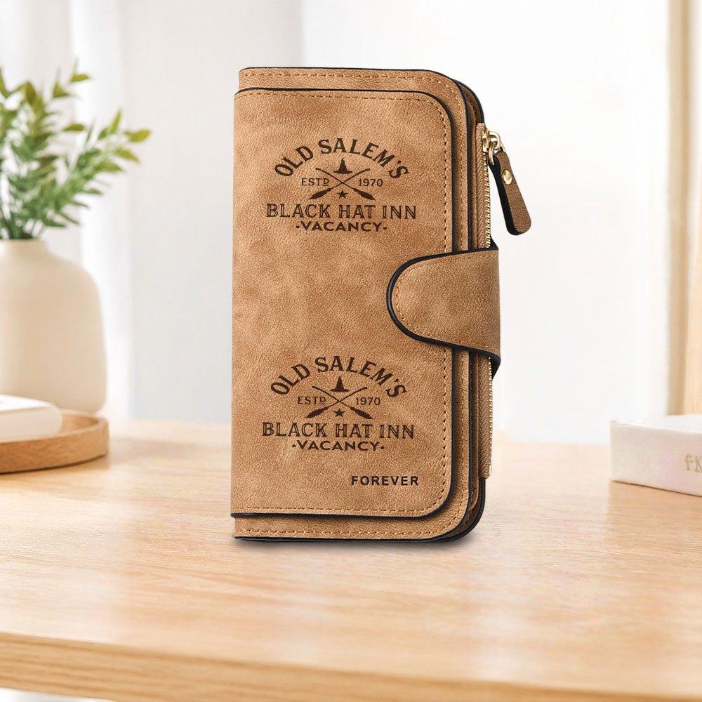 1pc Old Salem Long Zipper Wallet, Large Capacity Card Holder, Unisex Clutch Bag, Fashionable Zipper Coin Purse, Suitable for Daily Use, A Great Gift