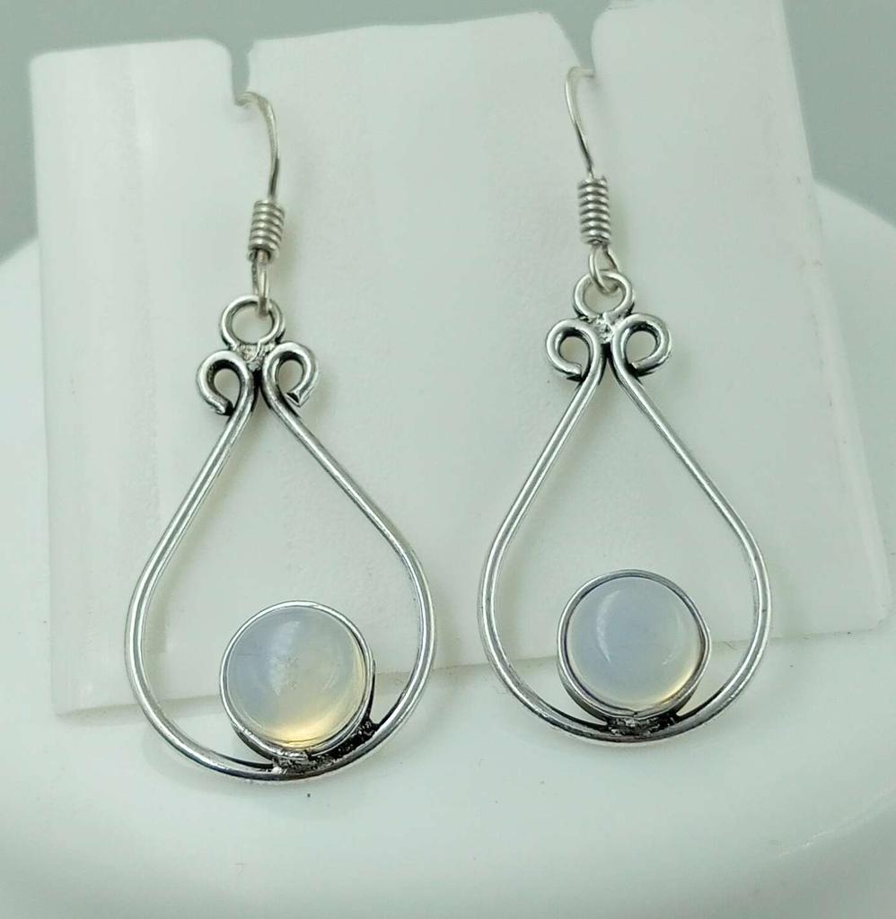 Opalite Gemstone 925 Sterling Silver Plated Hook Earrings Jewelry NST-J2H1532