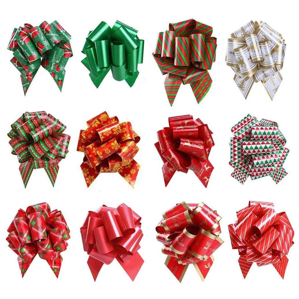 12pcs Christmas Gifts Multicolor Large Pull Bows For Easy Wrapping Christmas Pull Bows Decoration