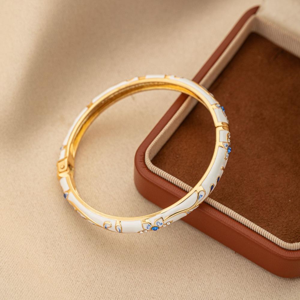 Multi-color Available Vintage Floral Bangle Chinese Style Enamel Bangle Cultural Performances