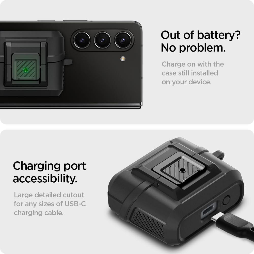 Spigen Galaxy Buds 3 3 Функция блокировки чехла Беспроводная зарядка Защита от потери с карабином Интегрированный противоударный чехол Поглощение ударов Зарядный индикатор