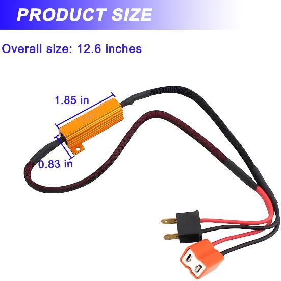 BESULEN 2PCS H7 Car LED Resistor Kit, 50W 6Ohm Vehicle Headlight Anti Flicker Error Decoder, Auto Fog Turn Signal Bulb Load Resistor Relay Harness