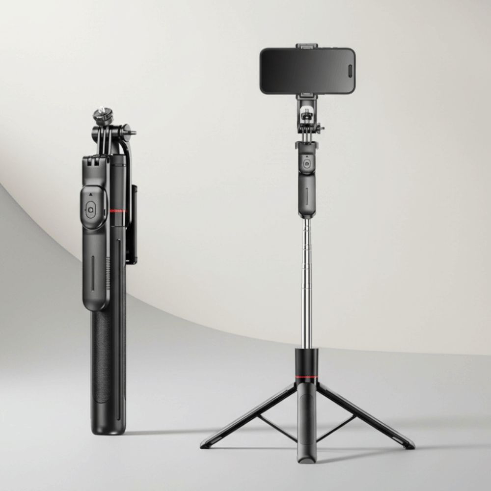 360° Вращающаяся телескопическая селфи-палка Портативная 1,7 м Bluetooth селфи-палка Легкая регулируемая селфи-палка Штатив