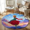 Glam Round Starry Multicolor Carpet, Non-Slip Floor Mat for Dining Room