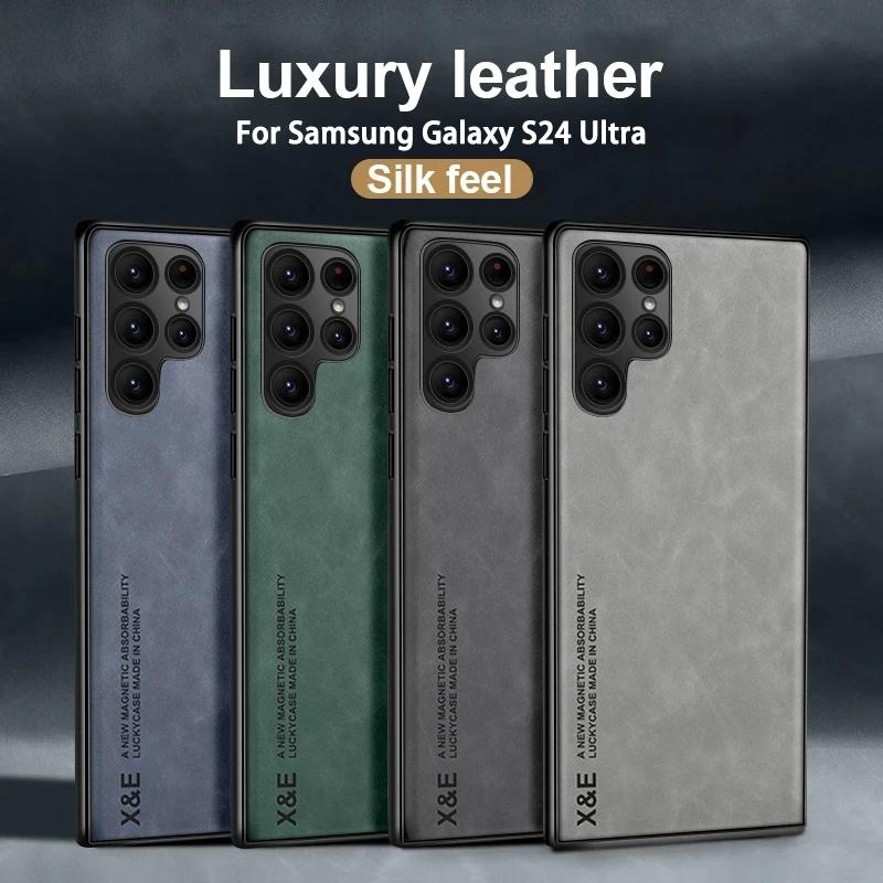 Ударопрочный кожаный чехол для Samsung Galaxy S24 S23 S22 S21 S20 Ultra Plus FE S10 S9 Note 20 Ultra Soft Bumper Phone Accessories