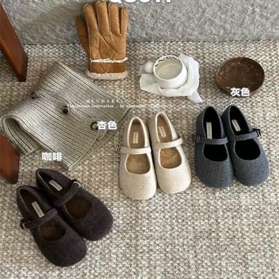 Мягкие~ Французская овечья шерсть Мэри Джейн туфли женские осенние инс закрытые старинные плюшевые туфли