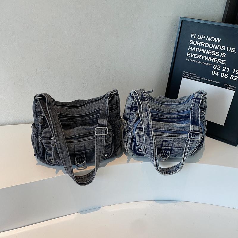 Винтажная джинсовая сумка через плечо с несколькими карманами женская сумка через плечо