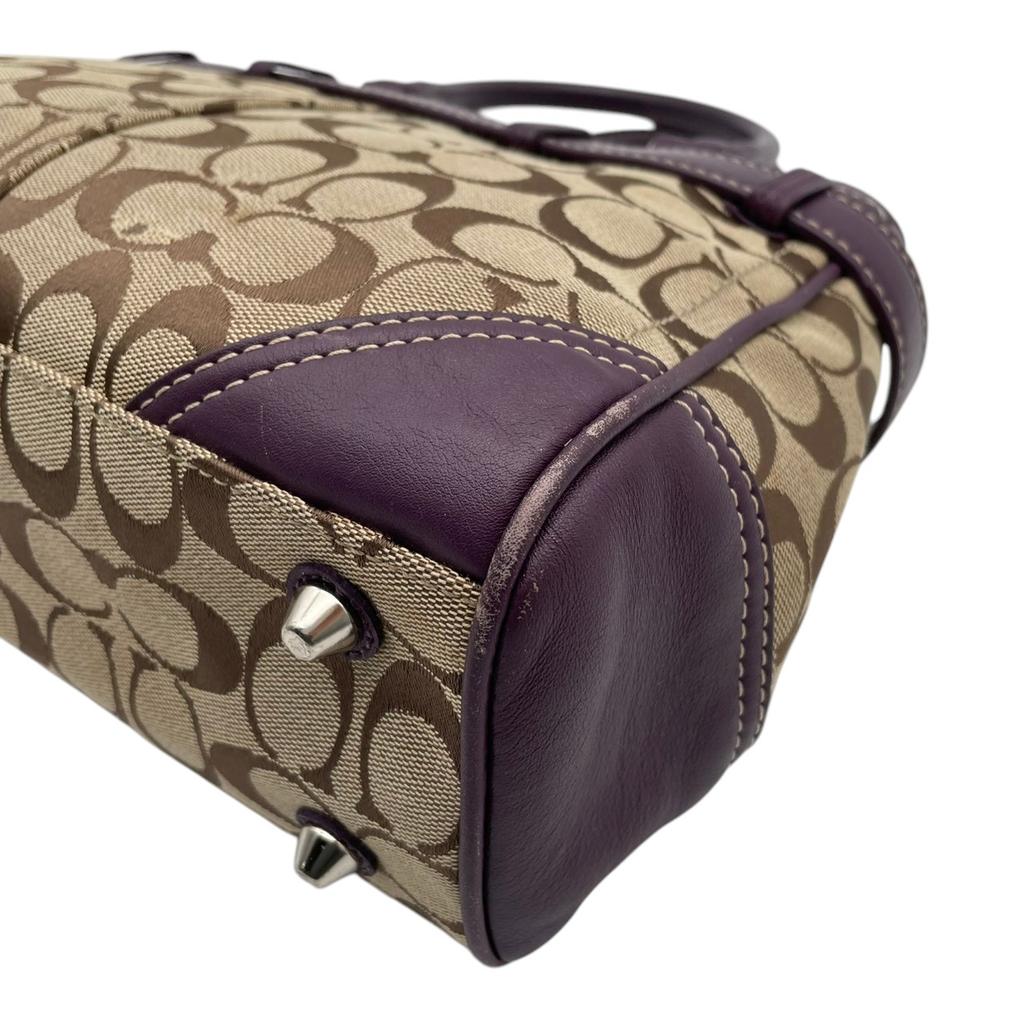 Used COACH Handbag Hamptons Signature CarryallHandbag beige/purple canvas/leather Women