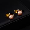 Французские Простые Серьги-Гвоздики в Стиле Сахарного Кубика с Жемчугом Шампань Женские Легкая Роскошь Высококлассные Серьги-Гвоздики Изысканные Серьги Двойного Ношения