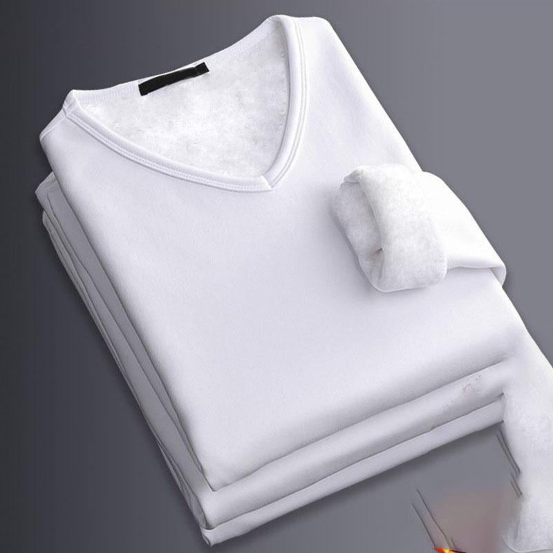 Термобелье для мужчин, верхняя часть, плотная терморубашка, длинный рукав, толстая рубашка, мягкий плюшевый пуловер, теплая футболка