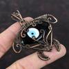 Подвеска с Глазом Фатимы черного цвета, обернутая медной проволокой, Подвеска с черепахой, Украшения из драгоценных камней, обернутые проволокой, Подвеска в стиле бохо ручной работы, Медные украшения
