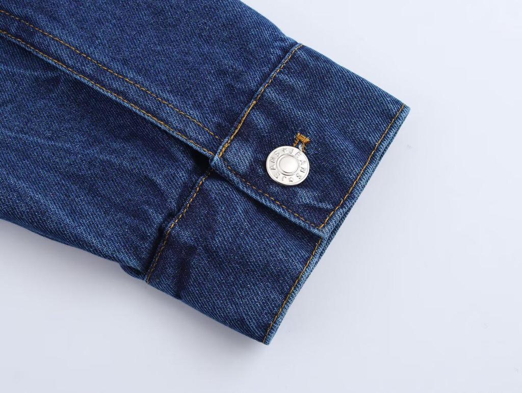 Весна 2025 Женская джинсовая куртка-рубашка европейского и американского стиля с длинными брюками