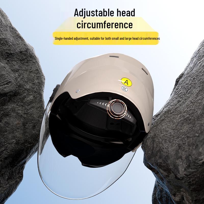 Certified Dual-Lens Electric Motorcycle Helmet for Men and Women - Summer Sun Protection Safety Half Helmet for Scooters