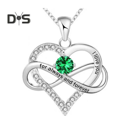 Ожерелье в форме сердца для женщин, романтичное, с надписью «Я люблю тебя вечно», ожерелье с подвеской в форме сердца из кубического циркония на День святого Валентина, подарок на годовщину