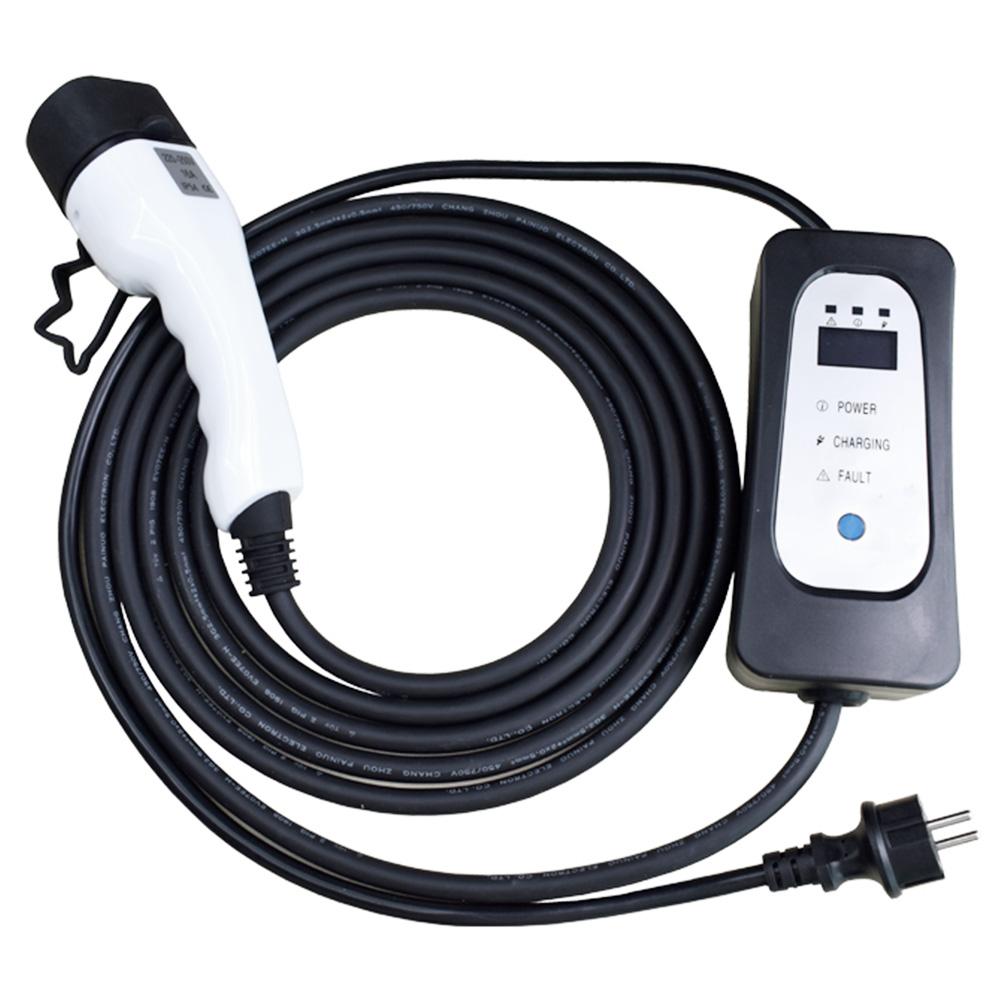 Зарядное устройство ANDAIIC EV, портативное зарядное устройство для электромобиля, тип 2, J1772, режим 2, 8A/10A/13A/16A, кабель длиной 5 м с регулируемым током - ЕС