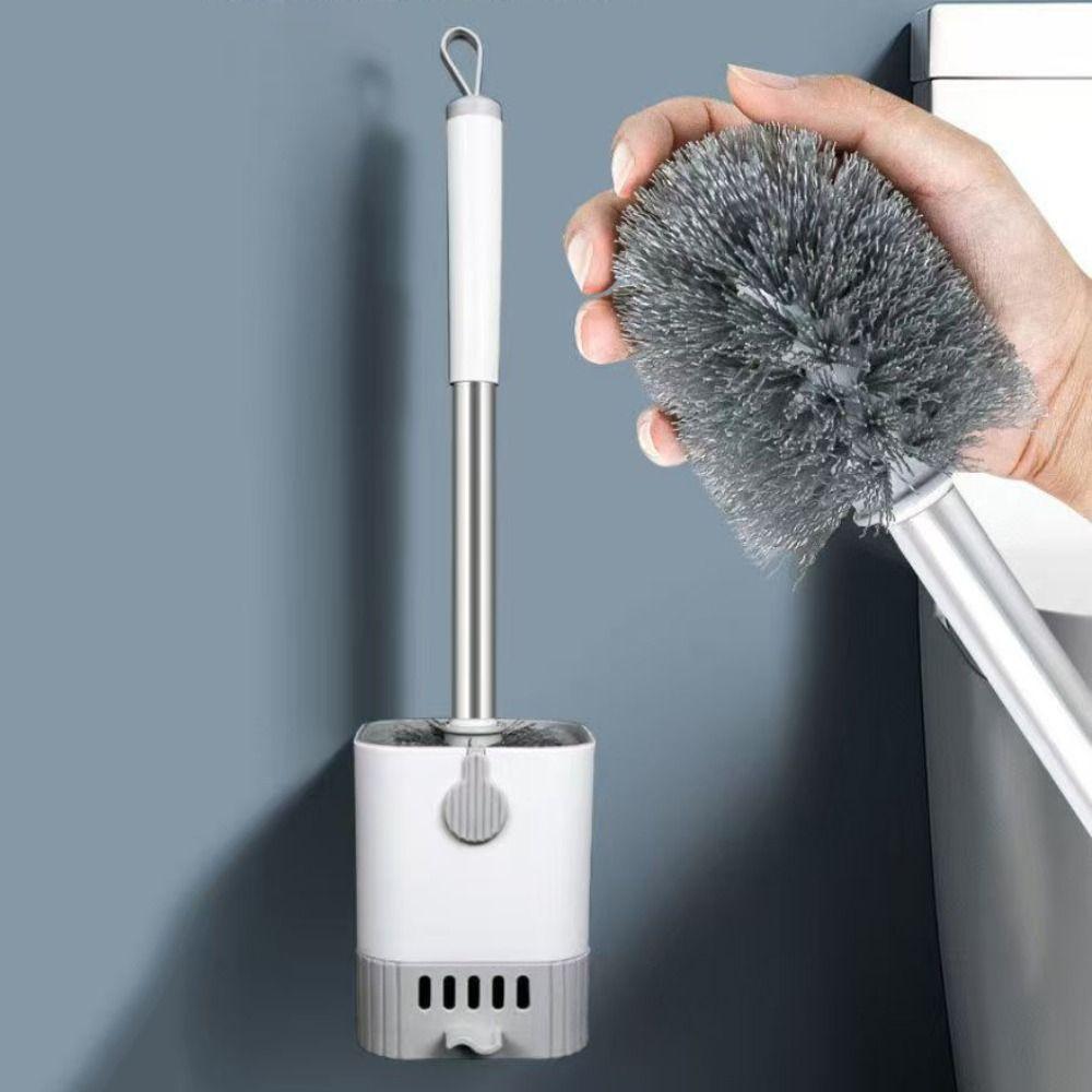 Durable Bristles Wall Mount Toilet Brush Set Ergonomic Toilet Cleaning Brush RV