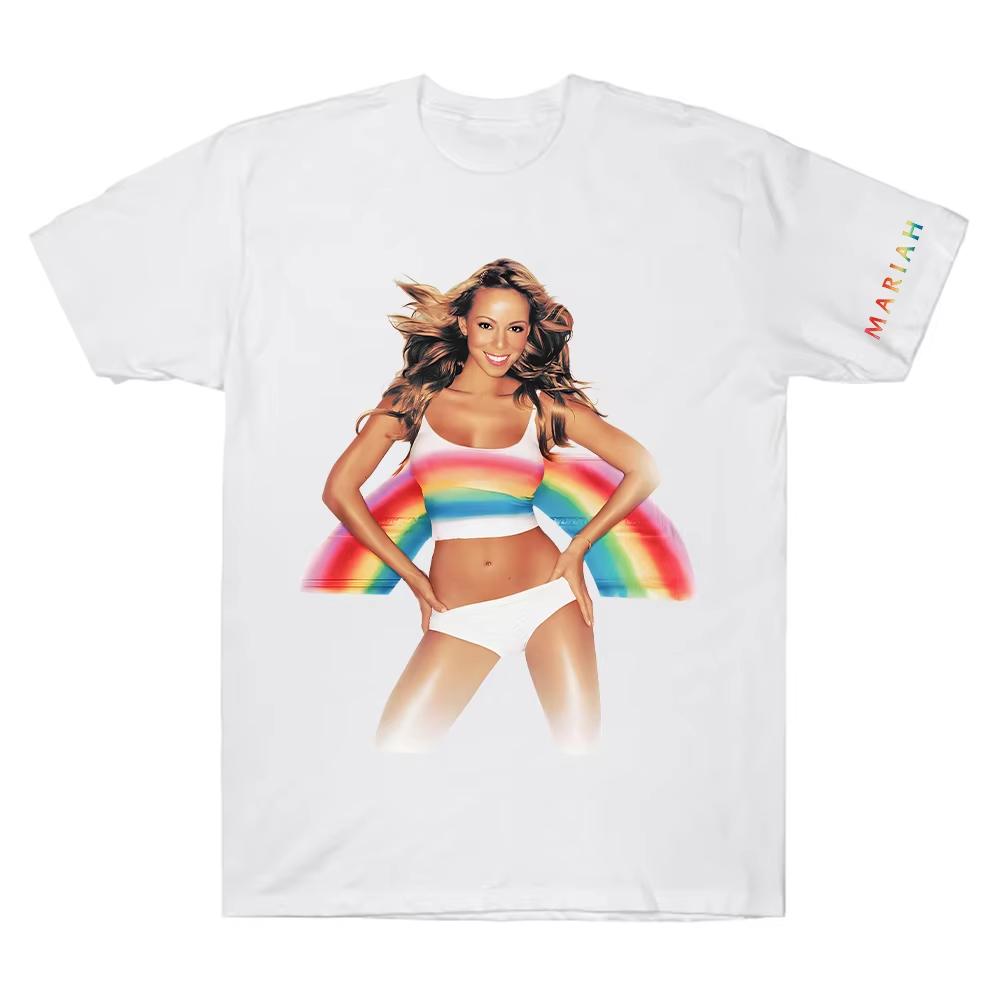 Summer Hot Sale Mariah Carey Merch Rainbow 2026 Tshirt Y2K Men Women Cotton Gothic Round T-shirt Breathable and Comfortable Clothes