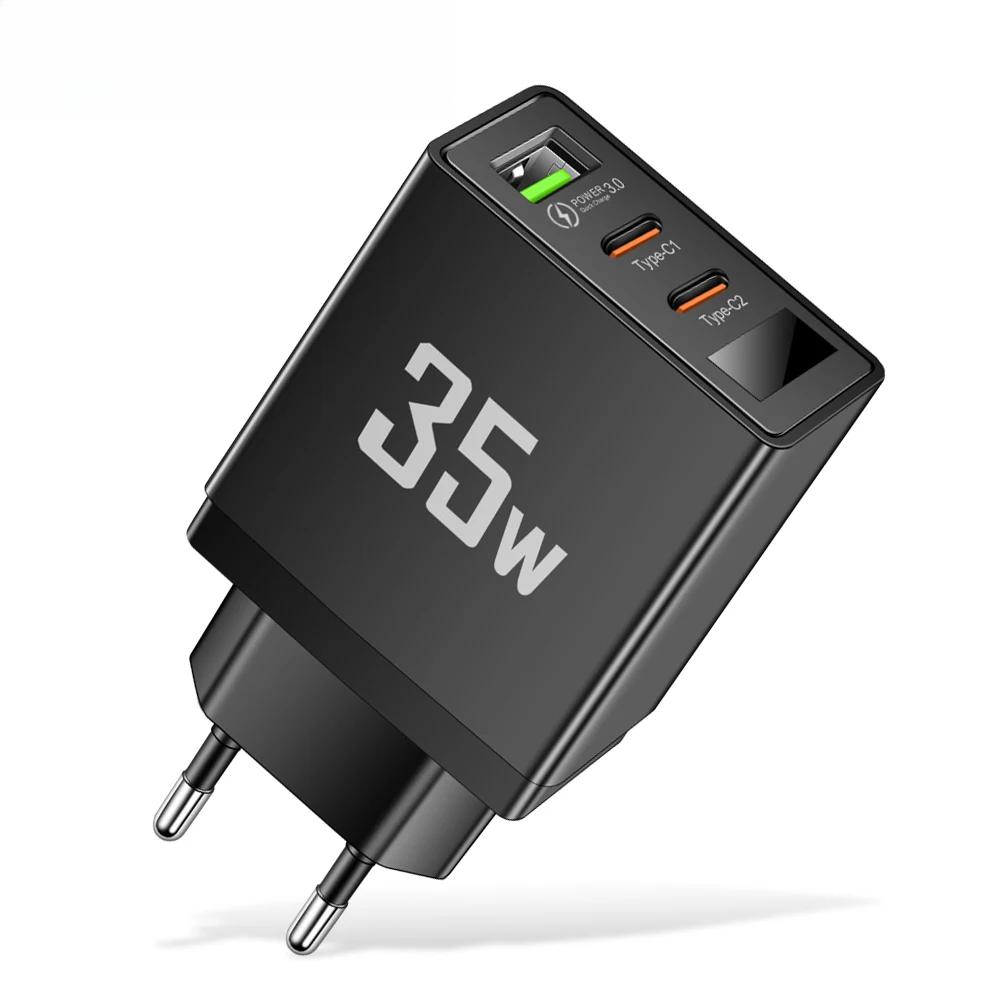 35 Вт двойной порт PD USB быстрое зарядное устройство Type C мобильный телефон адаптер быстрая зарядка настенное зарядное устройство для iPhone 16 15 14 Xiaomi Samsung Oneplus