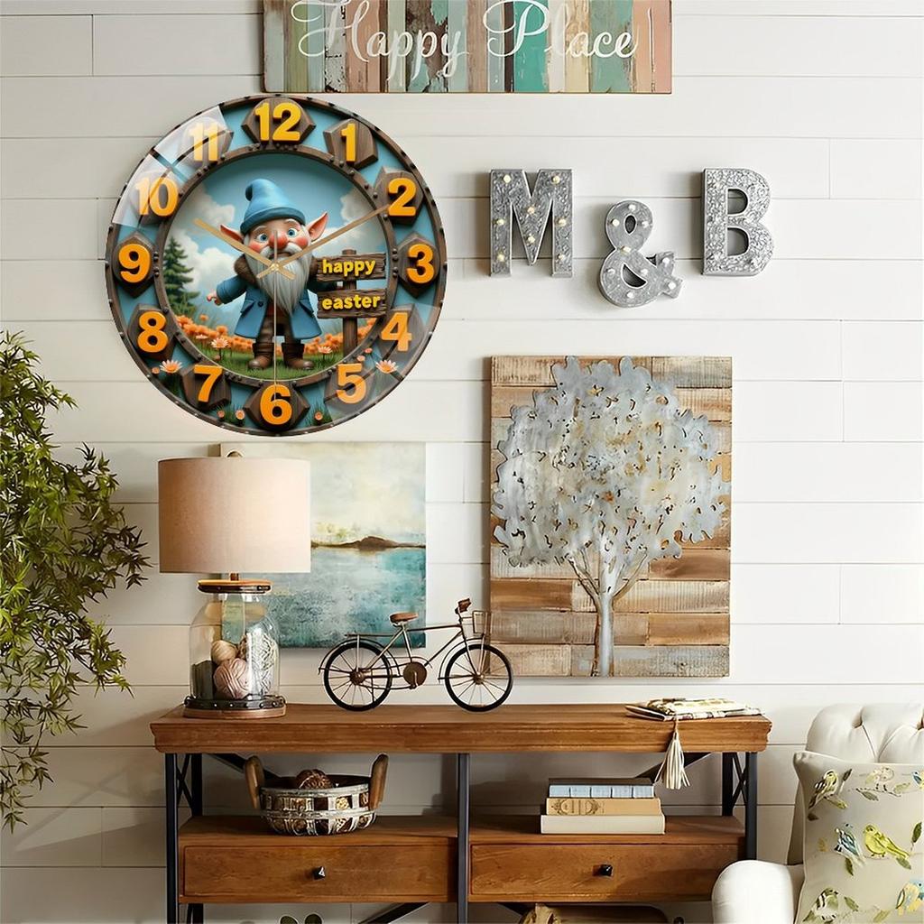 Large 12 Inch Round Wall Clock Acting as a Striking Artistic Focal Point