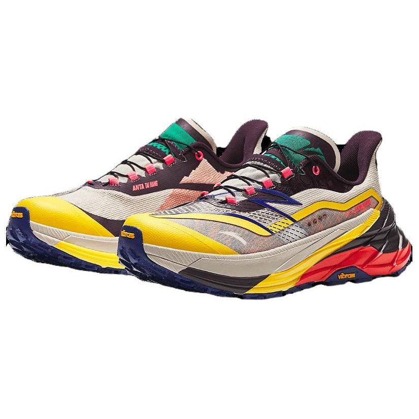Anta Cushioning Abrasion Resistant Low top Running Shoes Men's White Yellow 112425533S-1