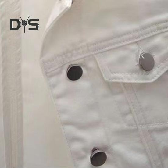 Women's Cropped Denim Jacket Short Sleeve Jean Jacket Lapel Button Down Trucker Coat Summer Casual White Thin Top