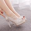 White Lace Sandals Women Sexy Rhinestone Pumps High Heels Bride Luxury Wedding Shoes Banquet Dress Stiletto