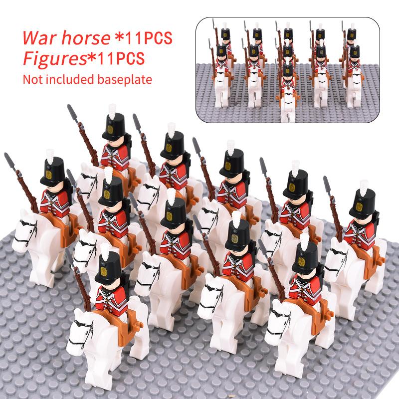 WW2 Military French Dragoon British Soldiers Cavalry Knights Figures Army Scottish Fuisiler Building Blocks Weapons Brick Toys