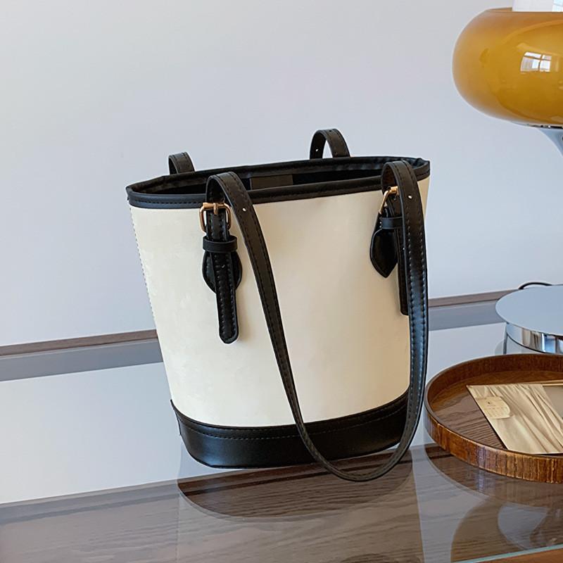 2024 Новая Мода Ретро Сумка-Ведро Подмышечная Уличный Трендовый Средней Вместимости Цветоблокировка Сумка-Тоут Плечевая Сумка