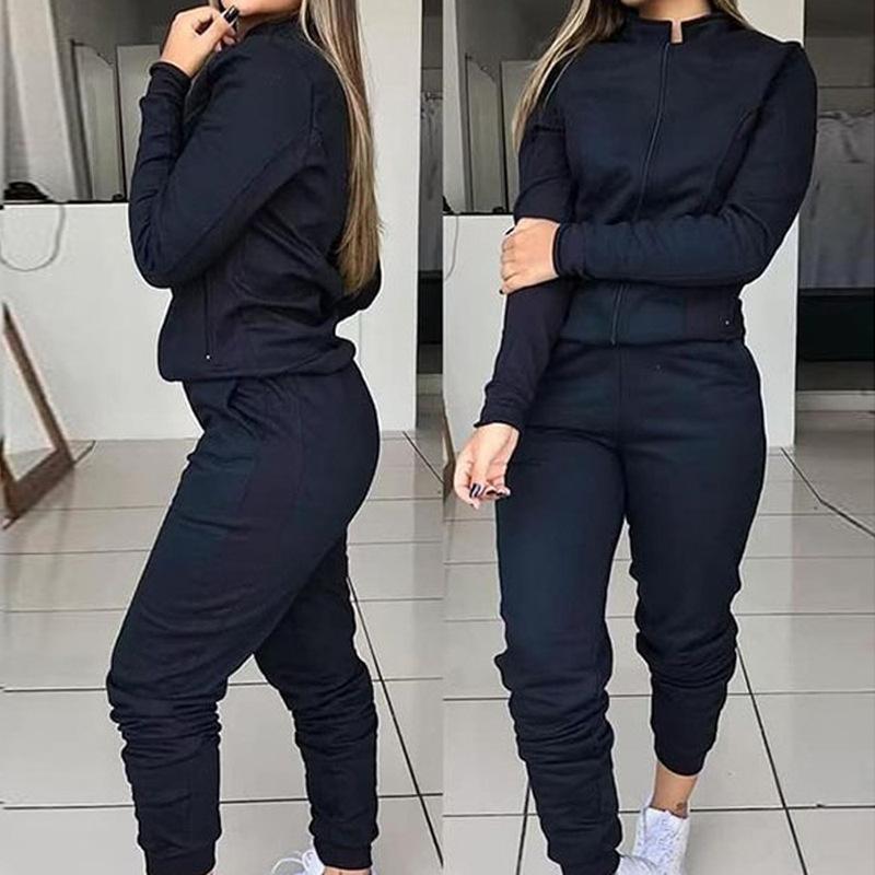 Autumn Spring Two-piece Set Women's Street Snap Recreational Outfit Two-piece Outfit Sports Set