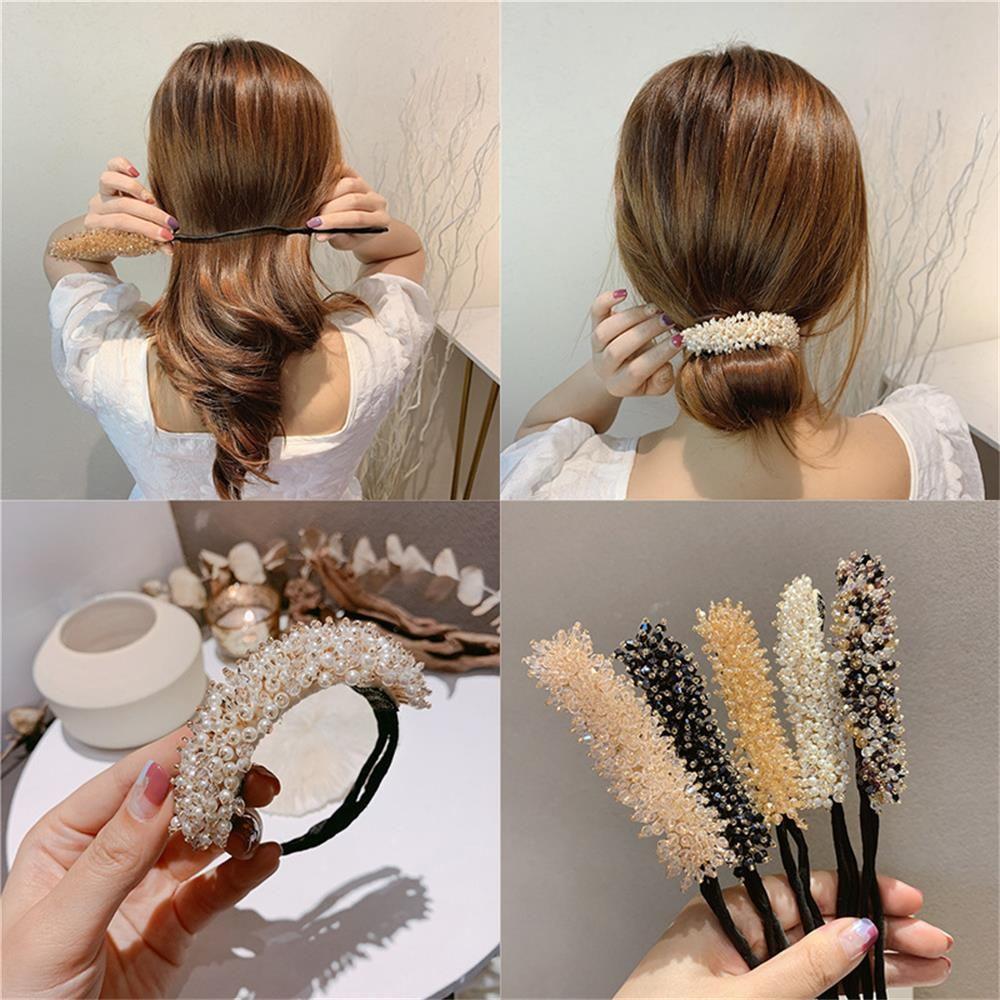 Braiders Tool Hair Styling Tools Quick Bun Curler Donut Bun Maker Hair Band Rhinestone Lazy Hairpin