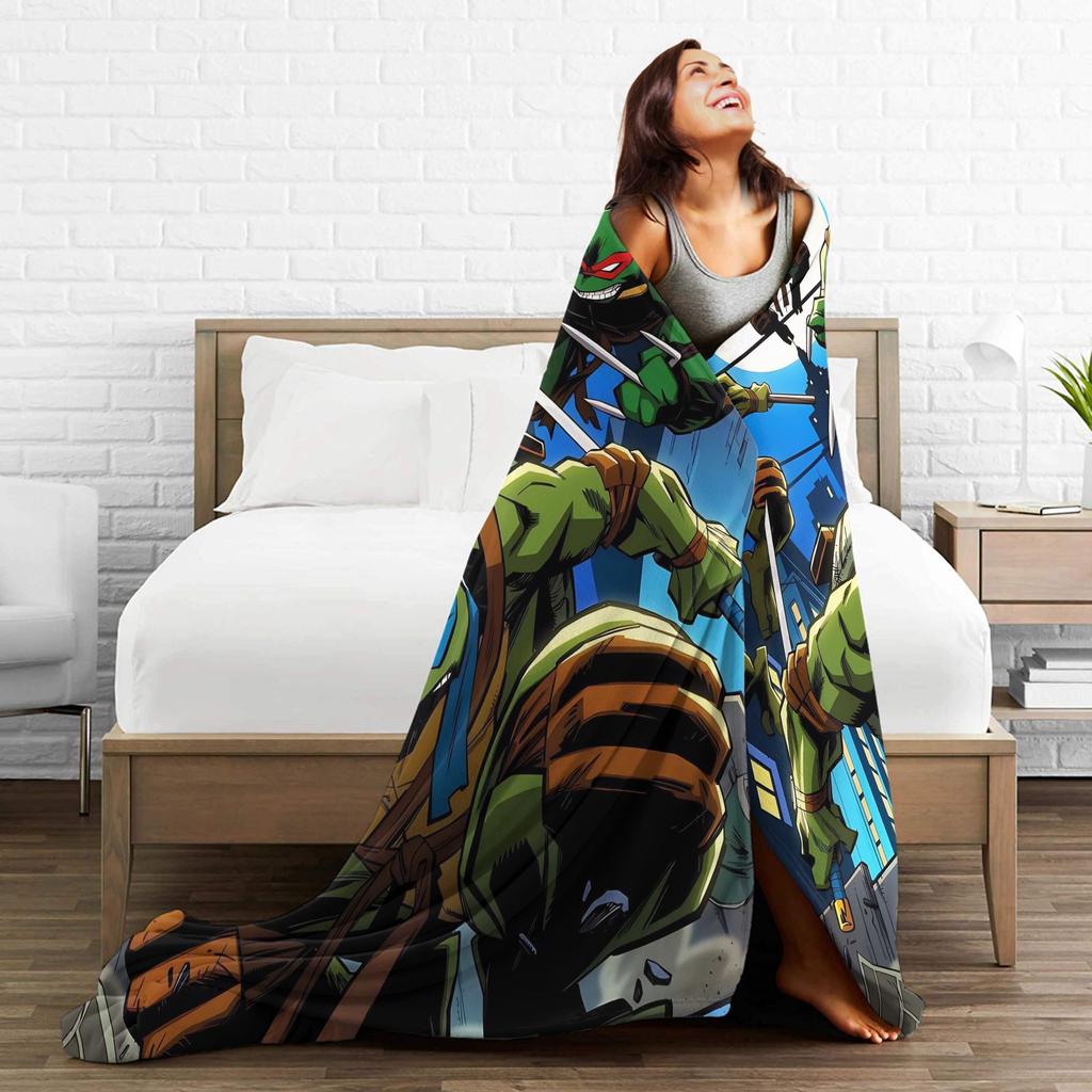 Soft Blankets Camping TMNT Game Throw Blanket Flannel Bedspread For Couch Chair Sofa Bed Street Trend Sofa Bed Cover