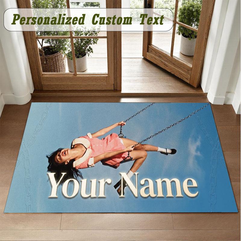 Crystal Velvet Square Rug Custom NameOlivia Rodrigo Pattern Non Slip Home Floor Decor Rug