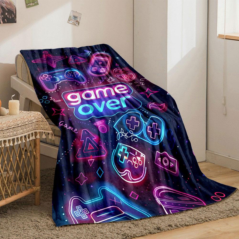 Retro Neon Game Over Design print blanket soft and cozy perfect for the living room bed sofa or a nap,gift