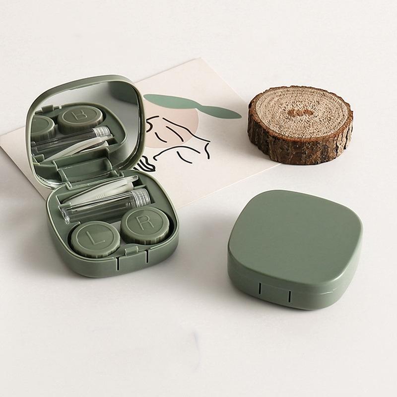 Конфетный одноцветный футляр для контактных линз, пластиковая цветная коробка для контактных линз, портативная коробка для хранения контактных линз, мини-коробка для ухода