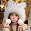 Плюшевая шапка-пуловер с милыми медвежьими ушками, теплая зимняя шапка, креативная шапка-бини с медвежьими ушками, женская/для девочек