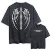 Oversized Wings Printed Tshirts Men Gym Vintage Heavyweight T Shirts Cotton Workout Acid Wash Baggy Tees Street Tops