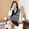 TonLion Women's V-Neck Jacquard Knit Sweater Vest