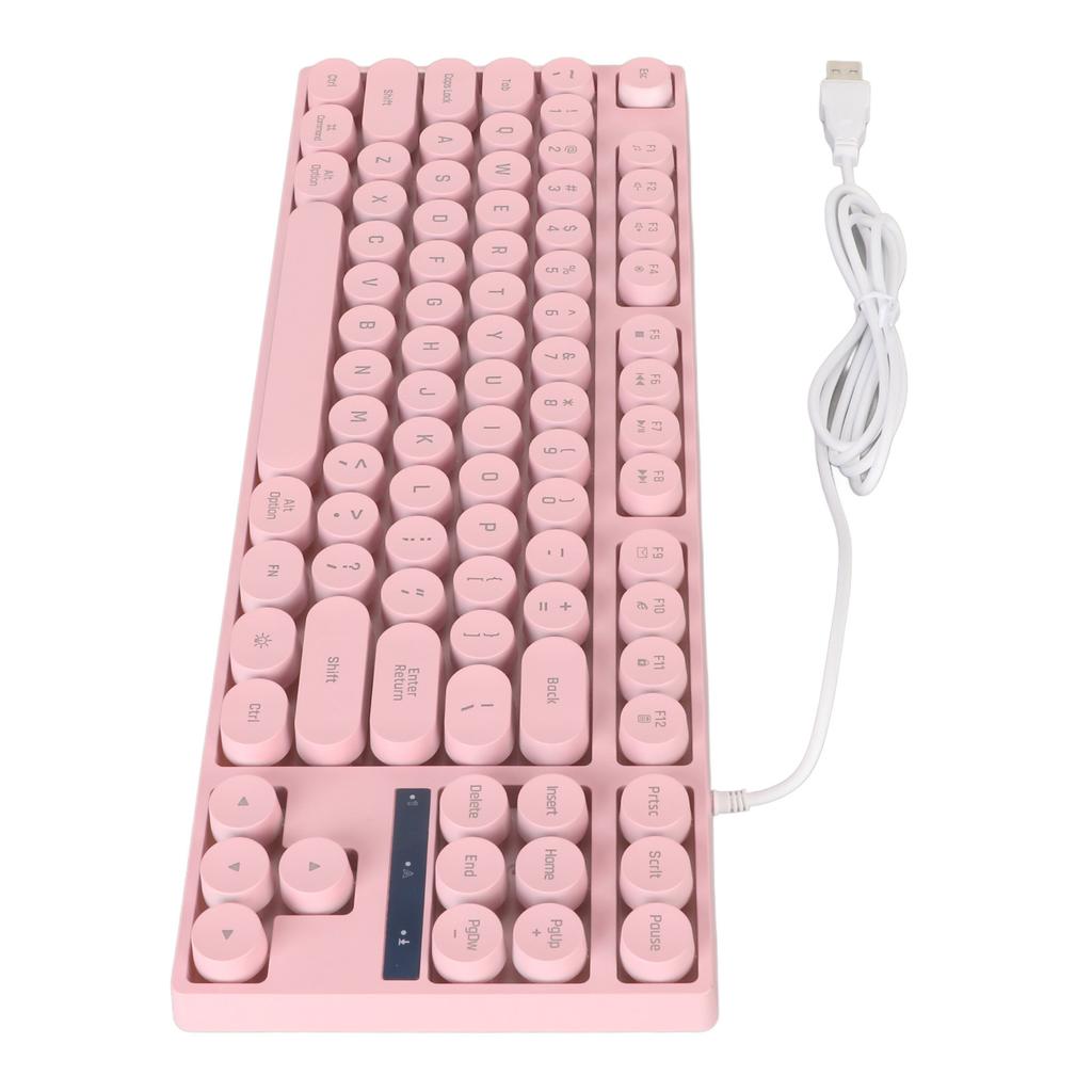 Gaming Keyboard USB Round 87 Keys Colorful Backlit Ergonomic Mechanical Touch Wired Keyboard for