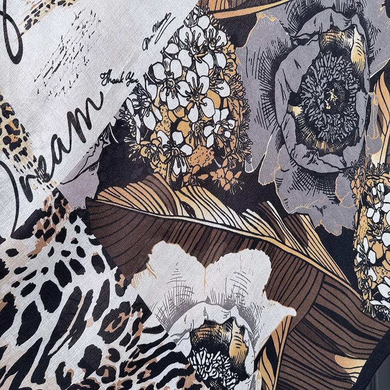 Winter Fashion 130Cm Square Leopard Floral Thick Viscose Shawl Scarf Lady High Quality Wrap Pashmina Stole Bufandas Muslim Hijab