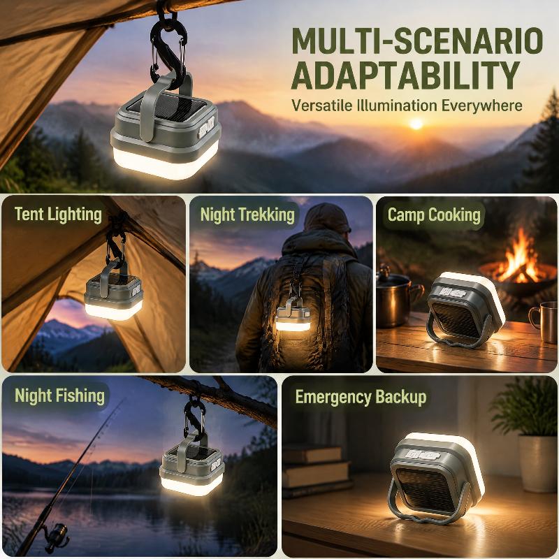Solar Rechargeable Camping Light 12 Led 300-400Lm 3 Light Modes Usb-C Solar Ipx4 Portable Hanging Outdoor Emergency Lantern