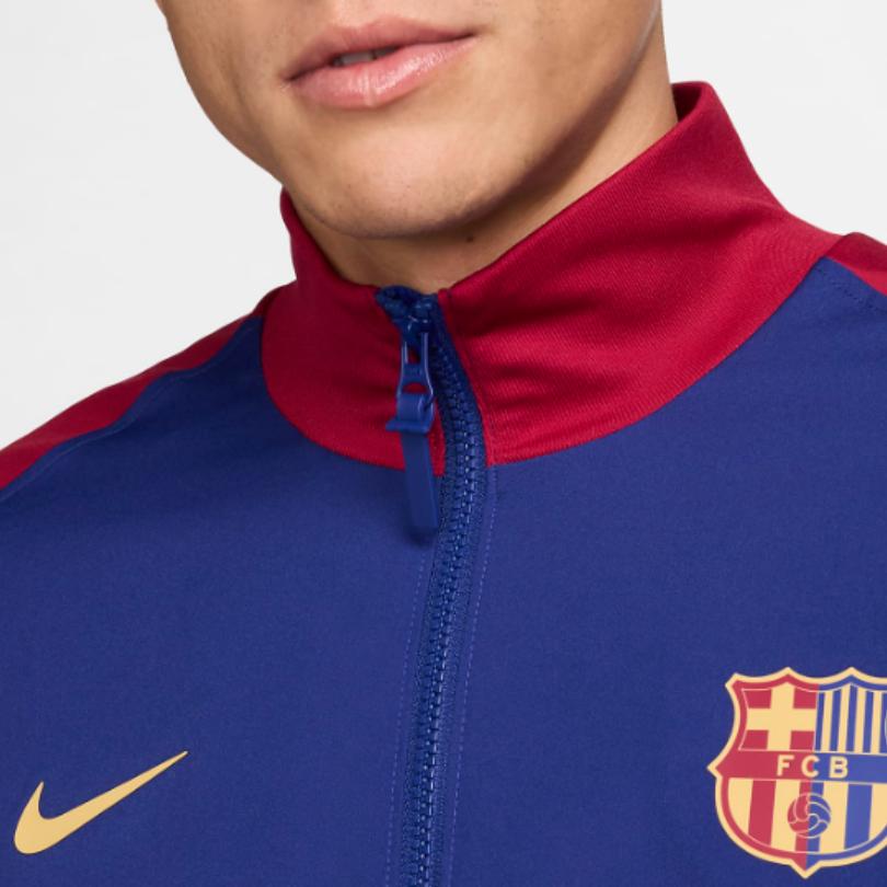 Nike СС24 Ф.К.. Модный логотип серии Барселона Домашняя футбольная куртка с длинным рукавом Мужская куртка Красно-синяя FN9795-455