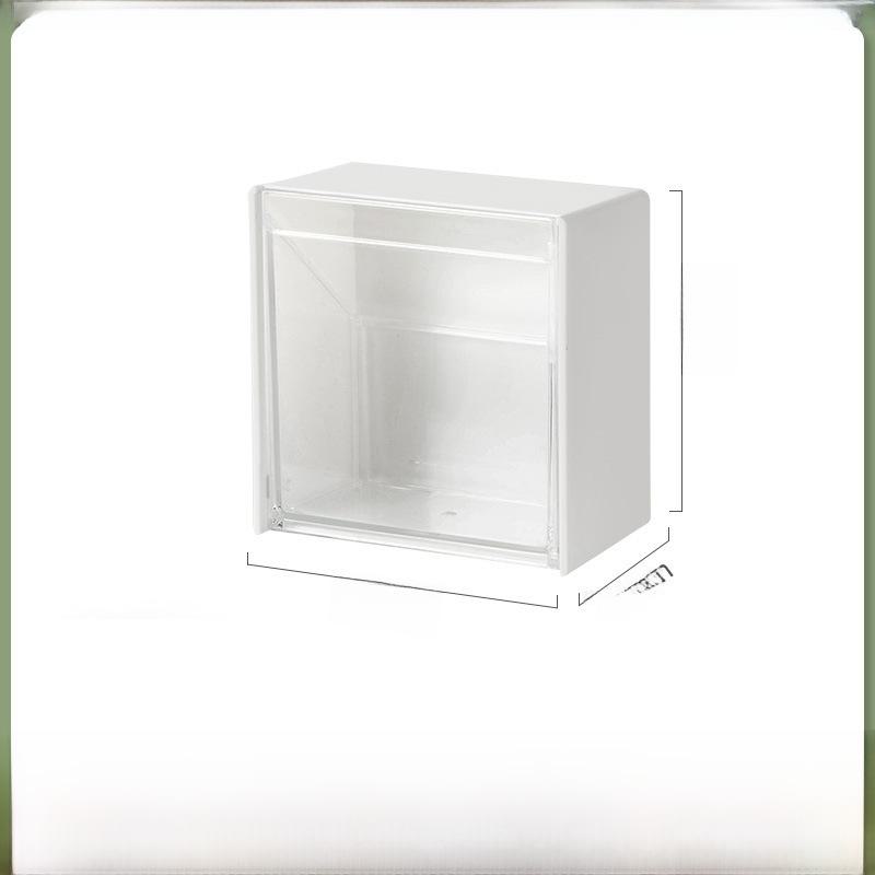 Wall-mounted Multi-functional Storage Box for Dormitory, Punch-free, Flip Design, Cosmetic Cotton Organizer, Small Item Classification Box.