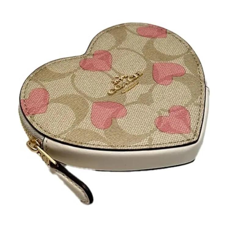 COACH Heart PVC Wallet Women's Light Khaki (Unisex) Wallets CP480 IMOTV