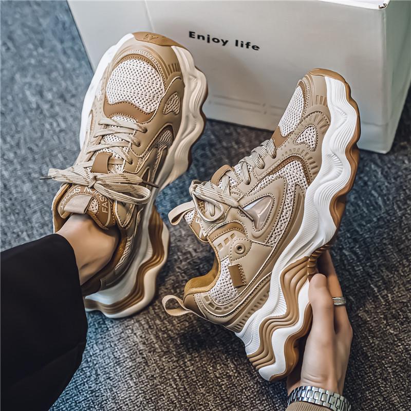 2025 новые кроссовки на толстой подошве, увеличивающие рост, мужские сетчатые спортивные туфли, студенческие повседневные мужские туфли GZ1228